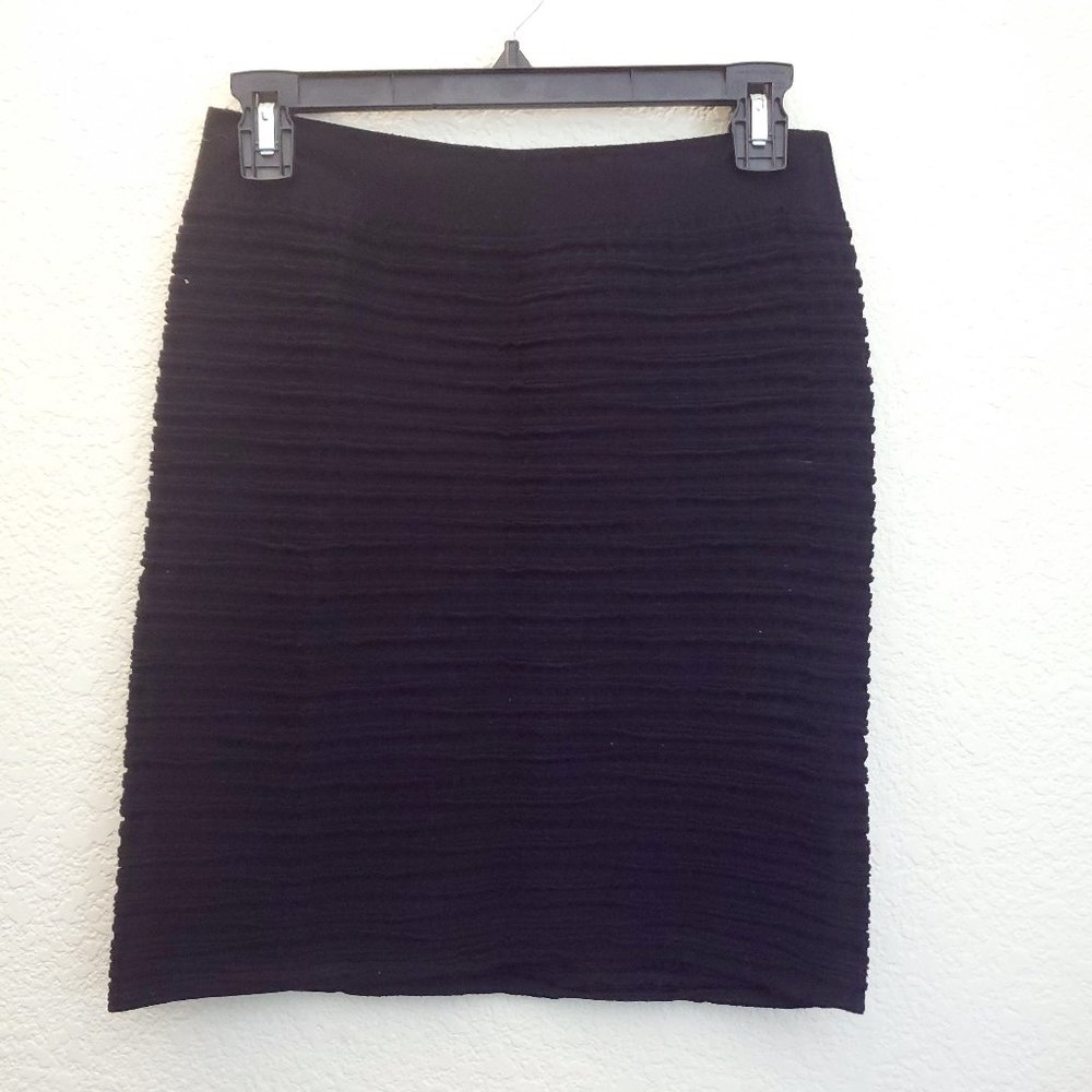 Black, ruched pencil skirt